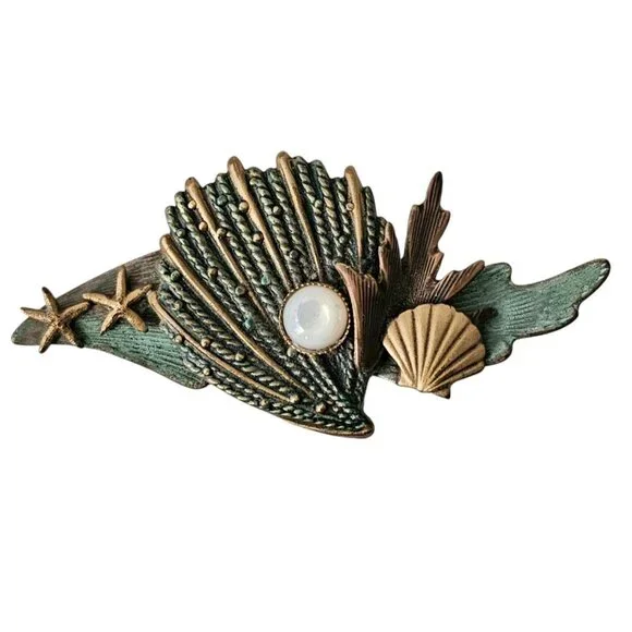 Silver Forest Seashells, MOP, Starfish Brooch Pin L577 - Picture 8 of 8